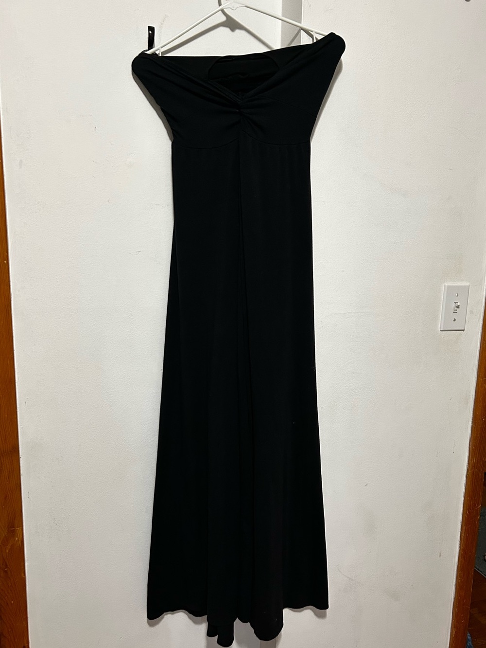 Strapless Black Maxi Dress with Twist front